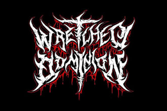 create chrome metallic black slaming, goregrind, brutal death metal logo design