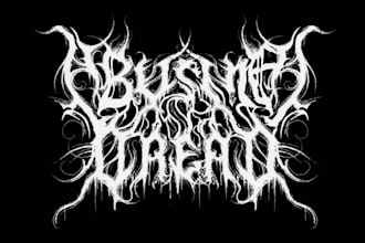 design a slamming death metal logo font with chrome