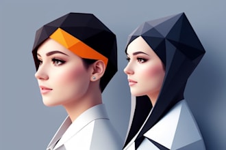 create any geometric low poly illustration within 24 hours