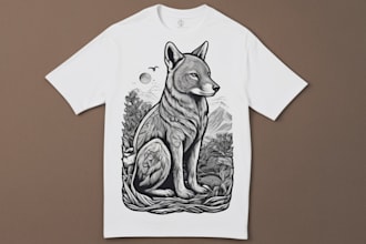 create animal linocut tshirt design for brands