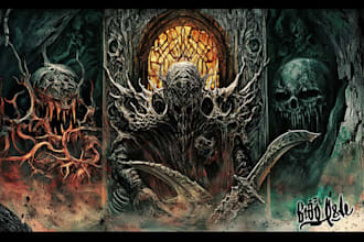 draw detailed dark art illustration metal album cover