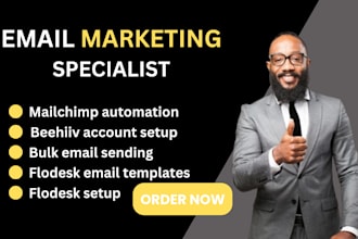 set up flodesk, mailchimp newsletter, mailchimp automation, send mass email