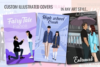 draw illustrated romance book cover or ebook cover
