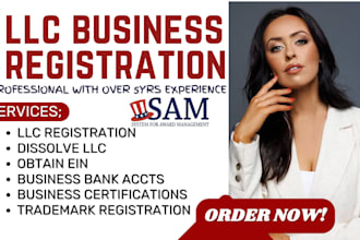 register llc, dissolve llc, ein application, itin, tax return, business bank acc