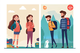 create flat vector illustration or cartoon character