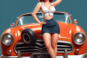 draw sexy girl pin up semirealistic comic caricature