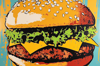 draw a illustration of food pop art
