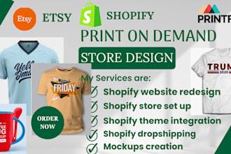 build a print on demand etsy pod or shopify store with printful, printify gelato