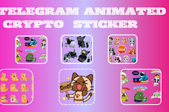 create and design  animated  telegram sticker for your crypto project and meme