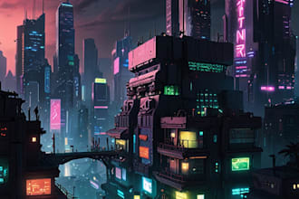 do cyberpunk futuristic city art