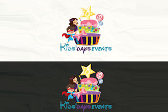 design funny colored effect cartoon attract children logo