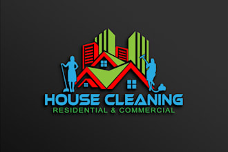 do modern residential and commercial cleaning service logo