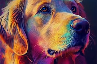 draw cool and cute portrait of your pet