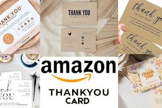 design amazon thank you card, wedding invitation card, product insert card
