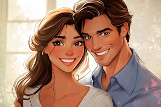 design your professional disney cartoon family portrait