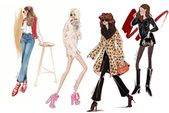 create custom fashion illustrations and croquis for you