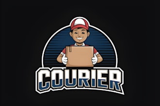 make unique delivery man courier service logo