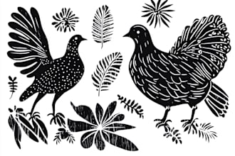 create artistic linocut illustration in my style