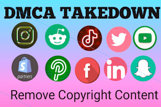 remove content from reddit,tiktok,instagram,facebook, youtube,twitter under dmca