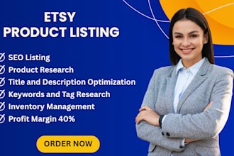 do etsy listing with SEO optimize etsy titles and tags, rank etsy products
