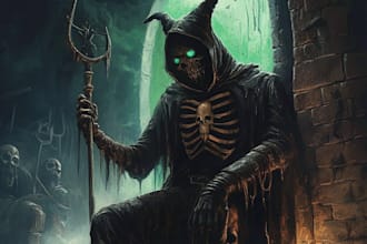draw fantasy illustrations, dark art horror character