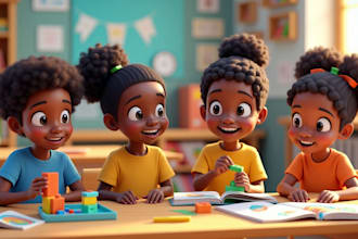 do african american children story book illustration, children book illustration