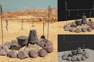 create low poly 3d models, assets, game props or environment