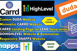 design duda website carrd website carrd landing page gohighlevel, snapps website