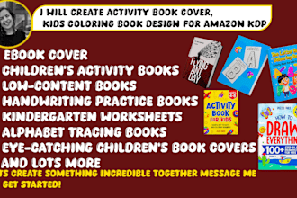 create activity book cover, create kids coloring book design for amazon kdp