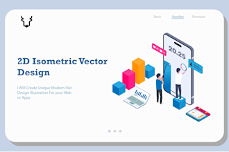 create 2d isometric illustration design
