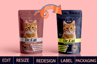 edit, resize, redesign product labels packaging design