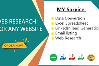 do, web research, email listing, and excel spreadsheet