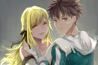 draw cute anime couple for you