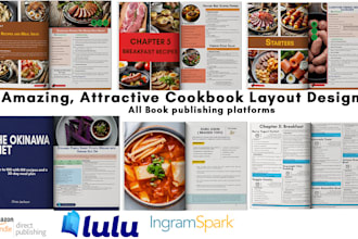 design a layout, formats recipes for cookbook recipe book and ebook amazon kdp