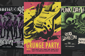 design vintage punk and grunge music posters for your band or event