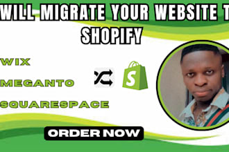 migrate wix website, squarespace and magento store to shopify store