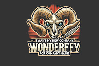 do creative ram skull mascot logo design with 1 day delivery