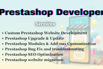 prestashop developer, website upgrade, prestashop modules, addons, bug fix, seo