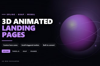 design a 3d animated landing page website with spline and gsap