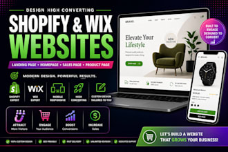design shopify landing page wix homepage website sales page or product page