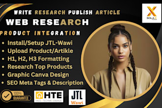 do product listing, web research, SEO meta description for jtl shop in german