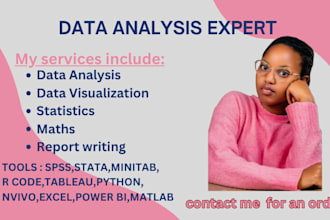 do statistical data analysis, visualization in spss,r,python,stata,excel,tableau