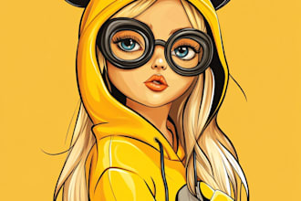 make yellow character style simpson portrait