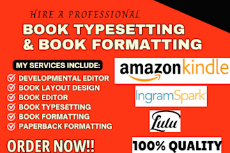 developmental edit and proofread, book layout design formatting and typesetting