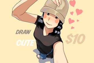 draw cute couple illustration for you