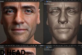 sculpt realistic 3d head, 3d bust, 3d face, 3d full body model, 3d printing