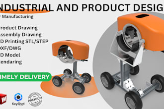 do 3d cad industrial product design dxf, stl, drawing render