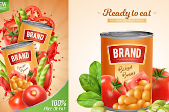 a product label, food and pouch packaging design