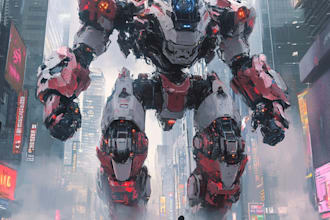 create anime style mecha robot illustrations