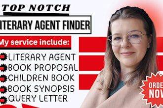 find match literary agent for movie script, screenplay, children book, film